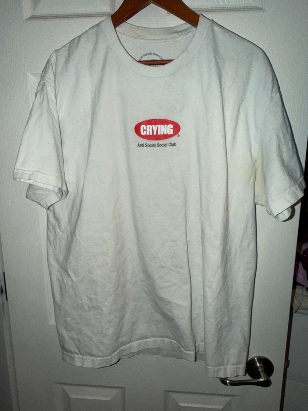 Anti Social Social Club White 'Crying' Graphic Tee with Multicolor Circles - Picture 3 of 7